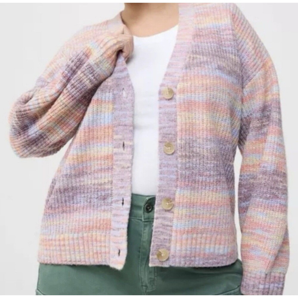 Torrid Multi-Color Space Dye V-Neck Button Down Cardigan Sweater Size 1 / Large